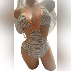 Victoria Secret Brazilian Multicolor One Piece Swimsuit Sz M